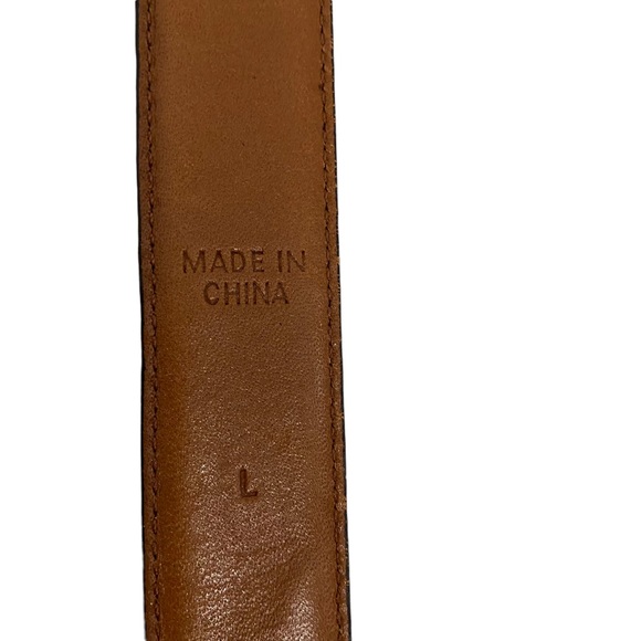 Lauren Ralph Lauren Brown Crocodile Embossed Leather Belt, Size Large - Picture 8 of 11